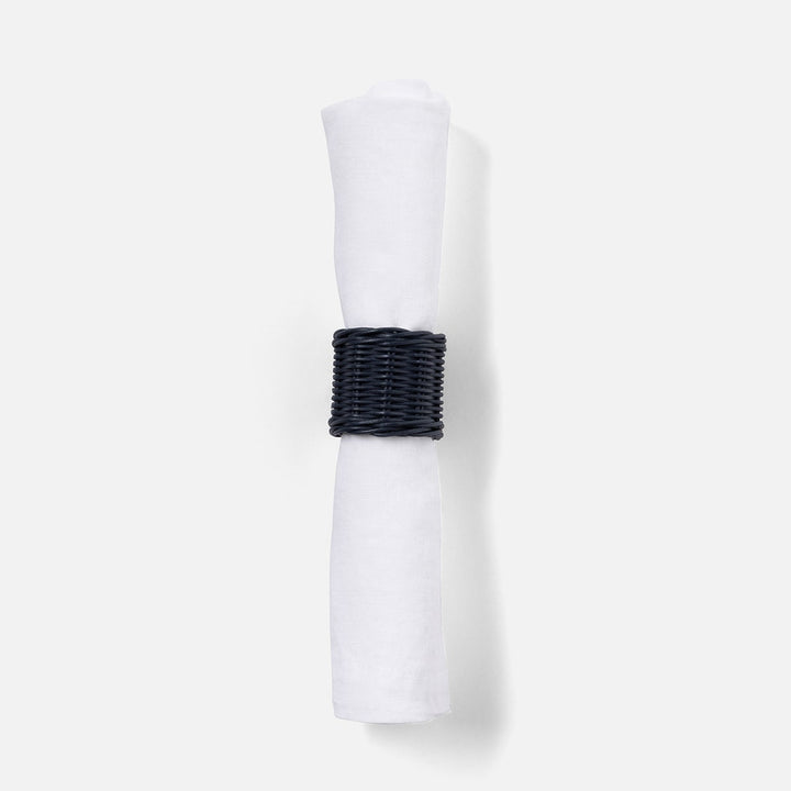 Annmarie Navy Woven Napkin Ring Rattan Boxed Pack/4