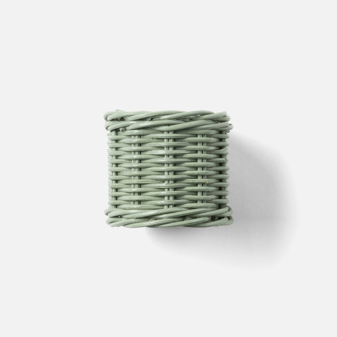 Annmarie Pine Green Woven Napkin Ring Rattan Pack/4 Boxed