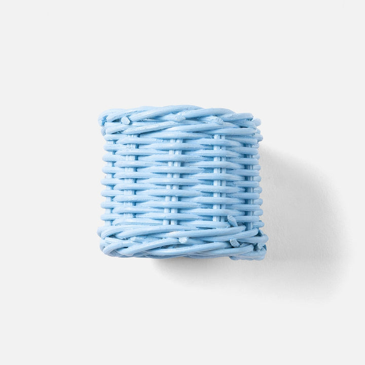 Annmarie Sky Blue Woven Napkin Ring Rattan Boxed Pack/4