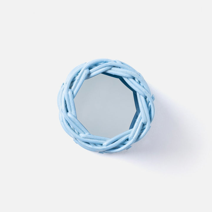 Annmarie Sky Blue Woven Napkin Ring Rattan Boxed Pack/4