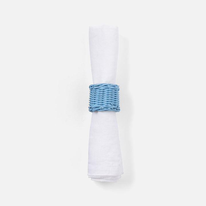 Annmarie Sky Blue Woven Napkin Ring Rattan Boxed Pack/4