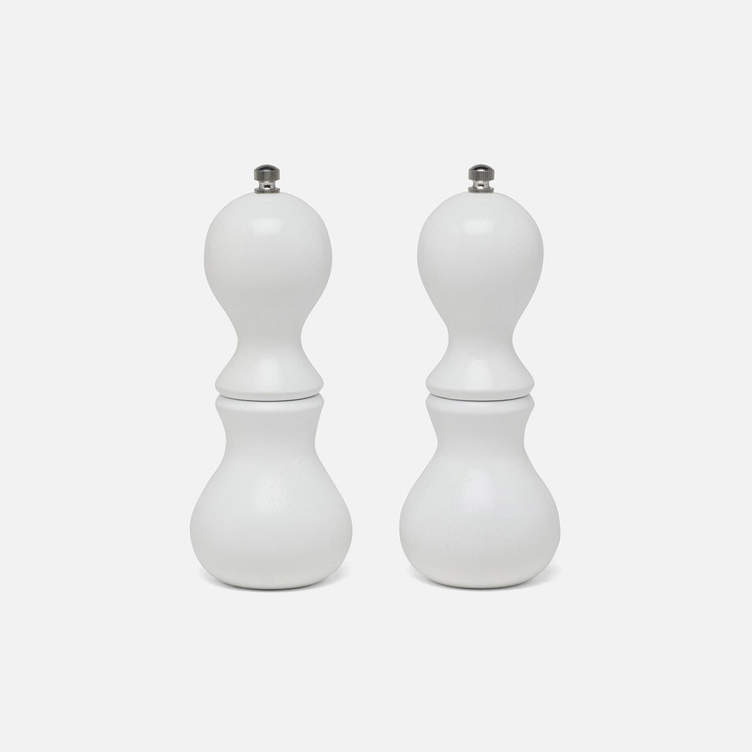 Benoit White Lacquer 1 Set Of Salt & Pepper Grinders Acacia