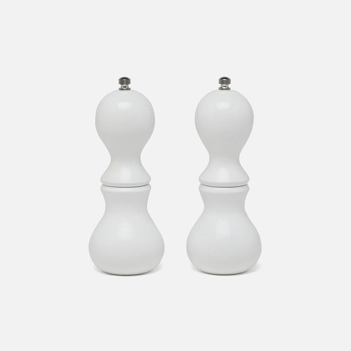 Benoit White Lacquer 1 Set Of Salt & Pepper Grinders Acacia