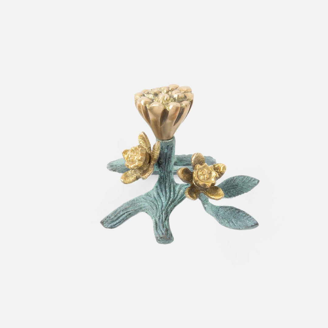 Bernadette Antique Gold/Patina Floral Napkin Ring Brass Pack/4 Boxed