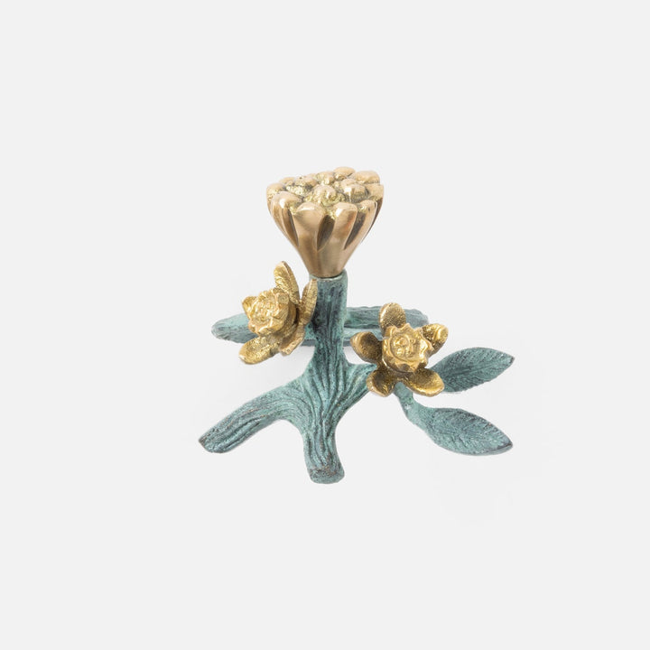 Bernadette Antique Gold/Patina Floral Napkin Ring Brass Pack/4 Boxed