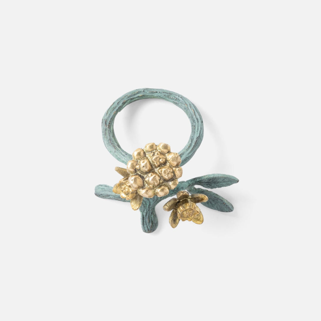 Bernadette Antique Gold/Patina Floral Napkin Ring Brass Pack/4 Boxed