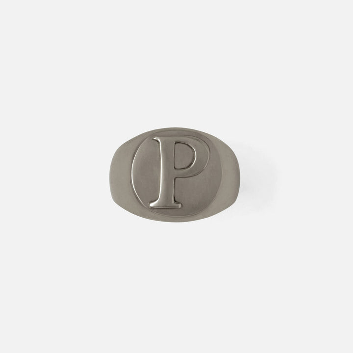 Clark Antique Pewter Napkin Ring Letter P