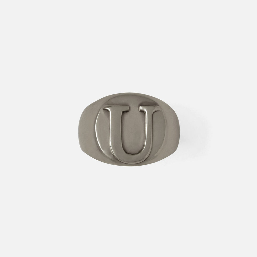 Clark Antique Pewter Napkin Ring Letter U