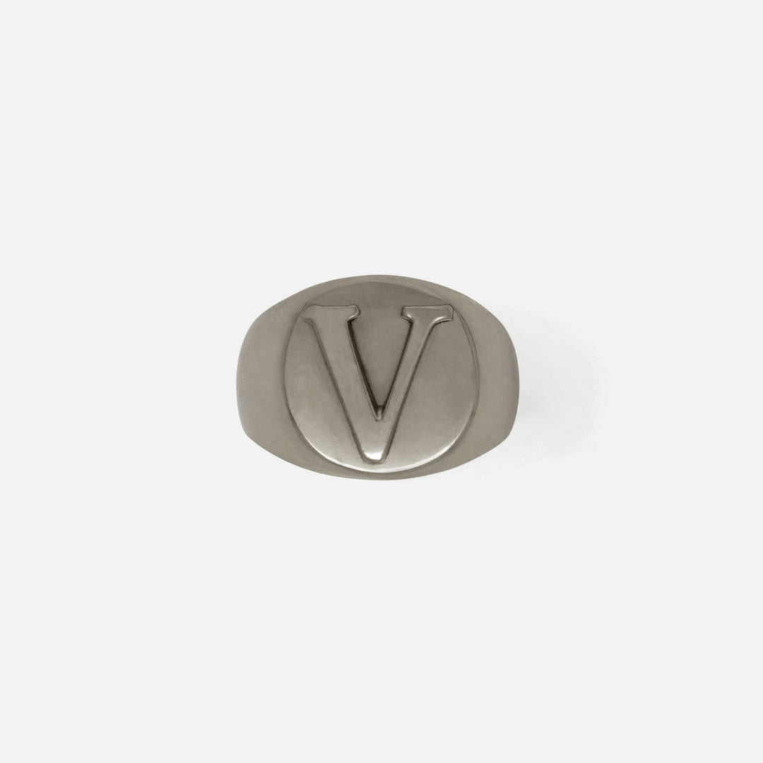 Clark Antique Pewter Napkin Ring Letter V