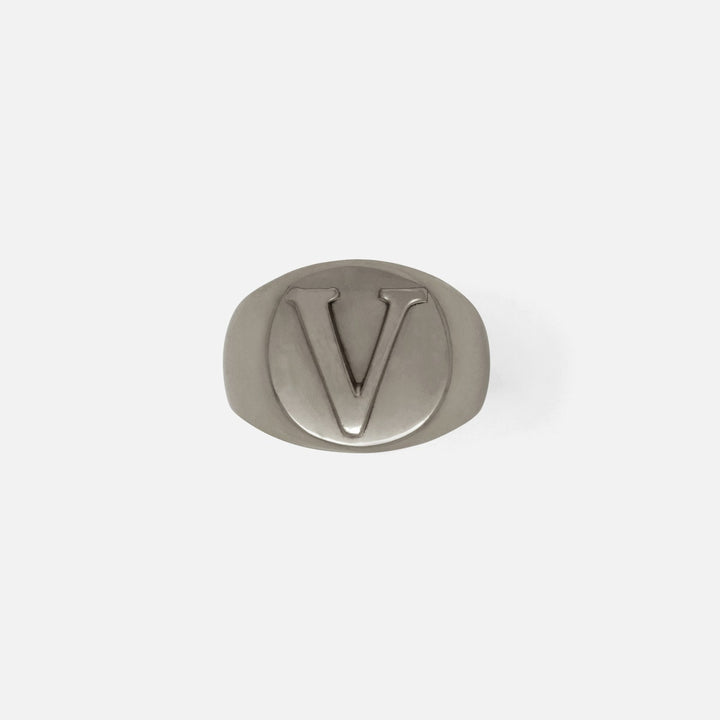 Clark Antique Pewter Napkin Ring Letter V