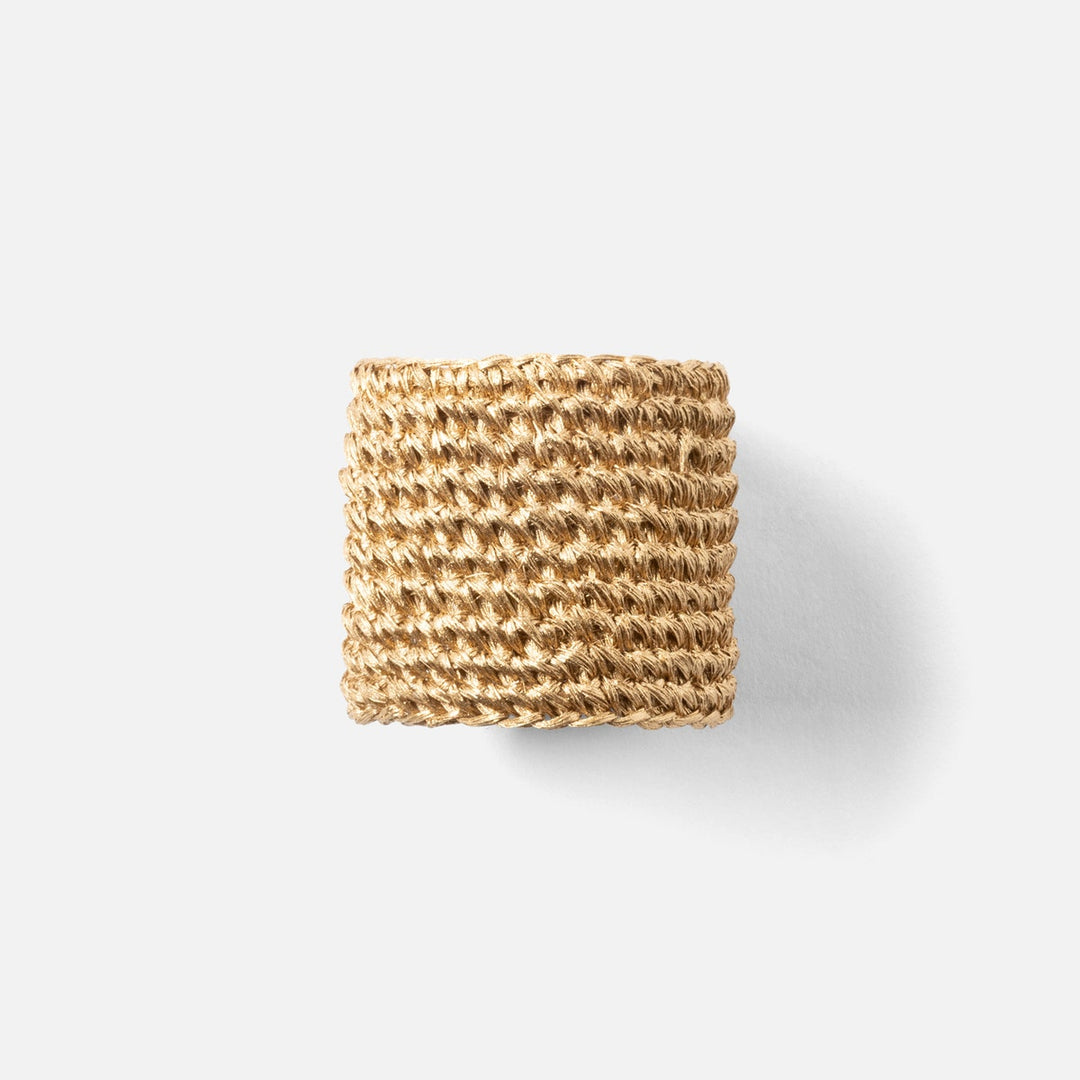 Emmy Gold Crochet Napkin Ring Abaca Pack/4 Boxed