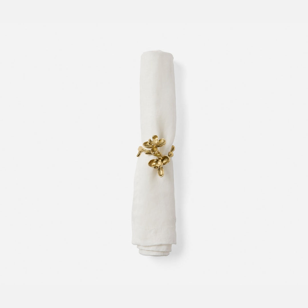 Fiona Polished Gold Blossom Napkin Ring Brass Pack/4 Boxed