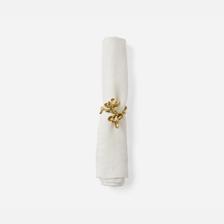 Fiona Polished Gold Blossom Napkin Ring Brass Pack/4 Boxed