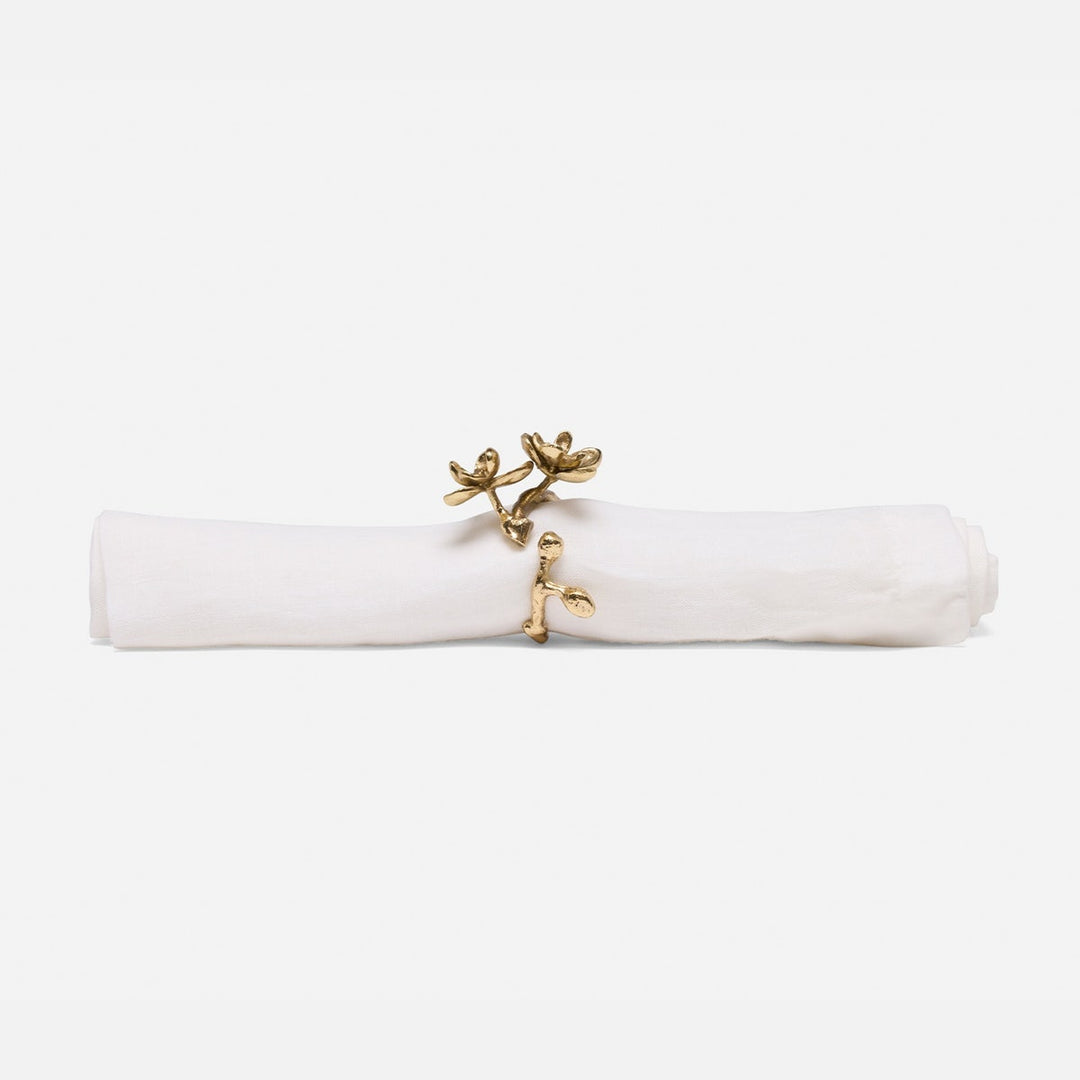 Fiona Polished Gold Blossom Napkin Ring Brass Pack/4 Boxed