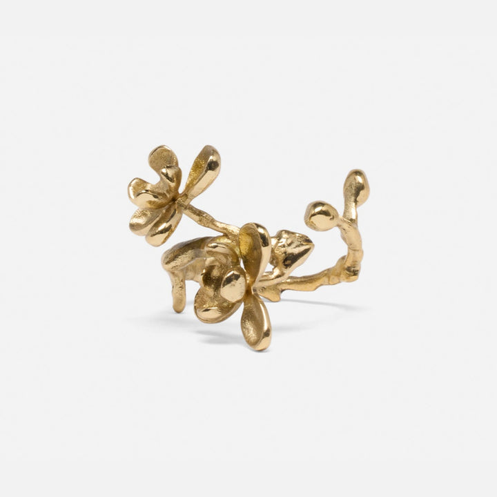 Fiona Polished Gold Blossom Napkin Ring Brass Pack/4 Boxed