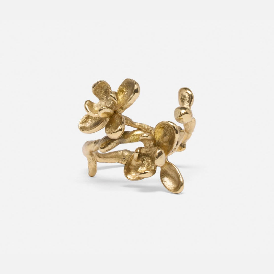 Fiona Polished Gold Blossom Napkin Ring Brass Pack/4 Boxed
