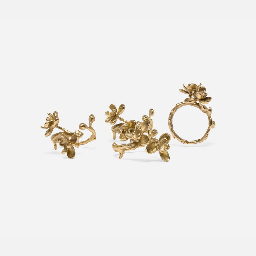 Fiona Polished Gold Blossom Napkin Ring Brass Pack/4 Boxed