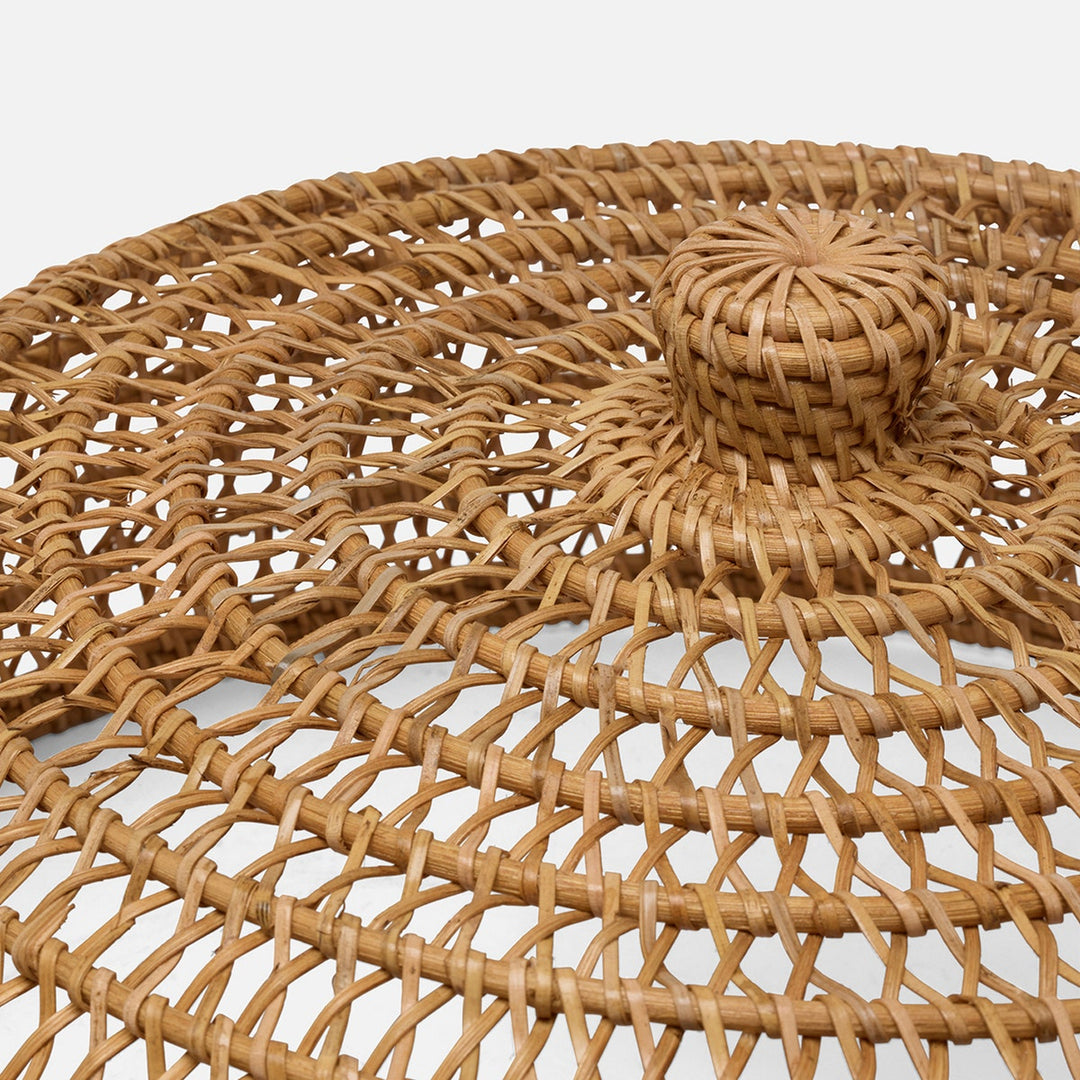 Jacen Honey Food Cover W/ Knob Handle Round Rattan Set/2