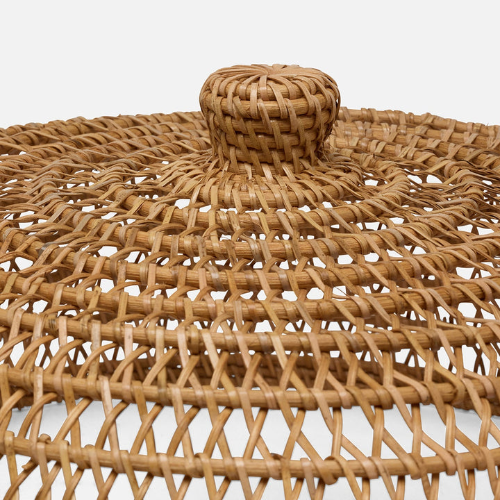 Jacen Honey Food Cover W/ Knob Handle Round Rattan Set/2