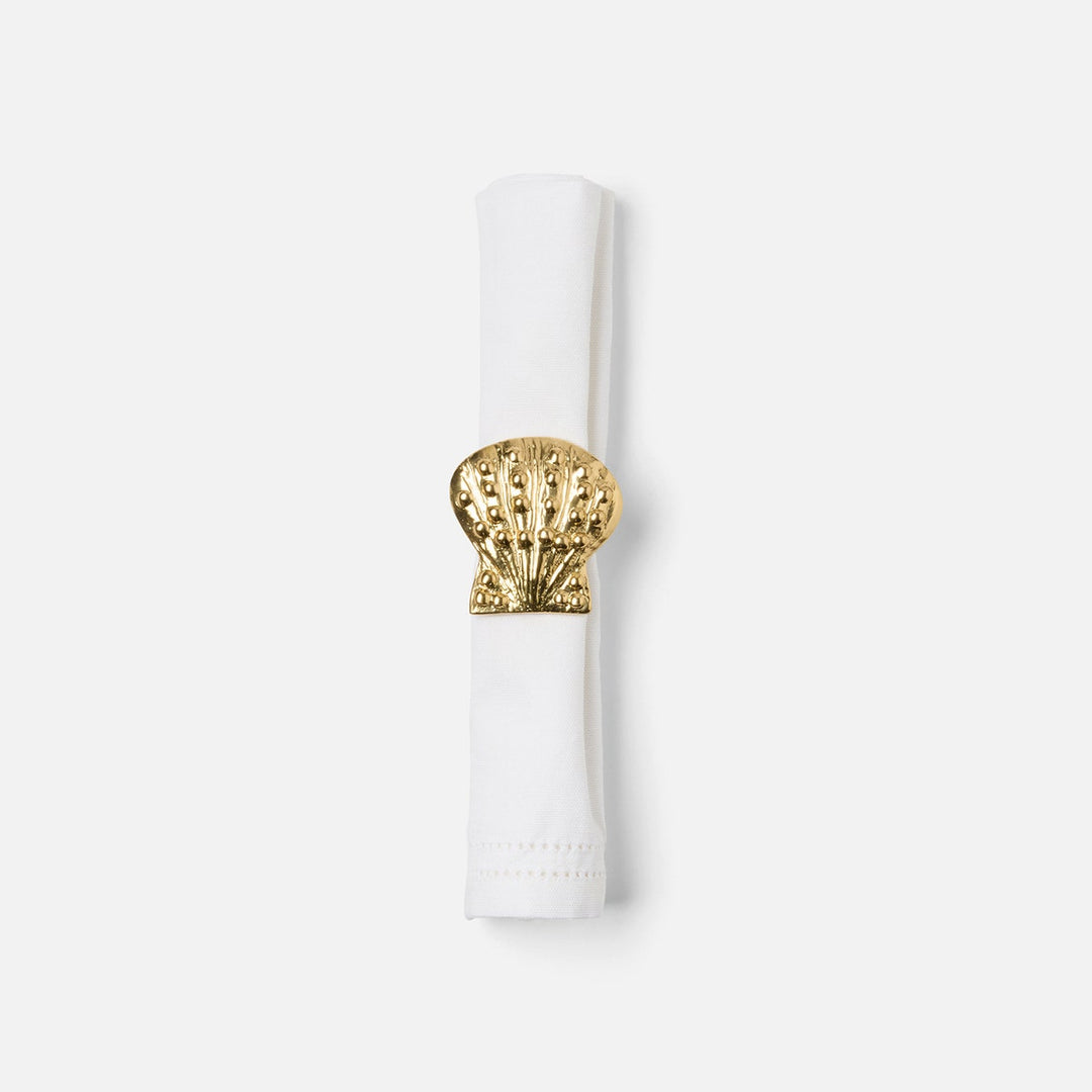 Lana Polished Gold Clam Shell Napkin Ring Brass Boxed Pack/4