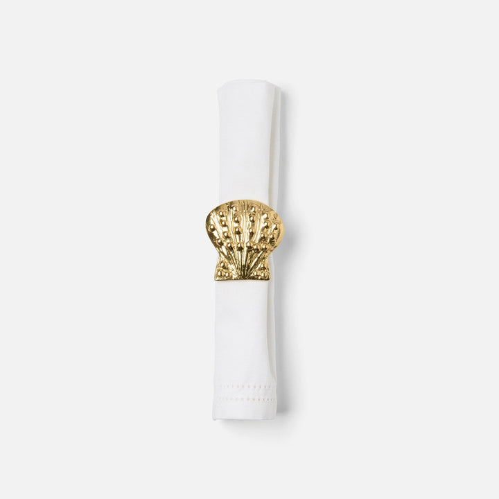 Lana Polished Gold Clam Shell Napkin Ring Brass Boxed Pack/4