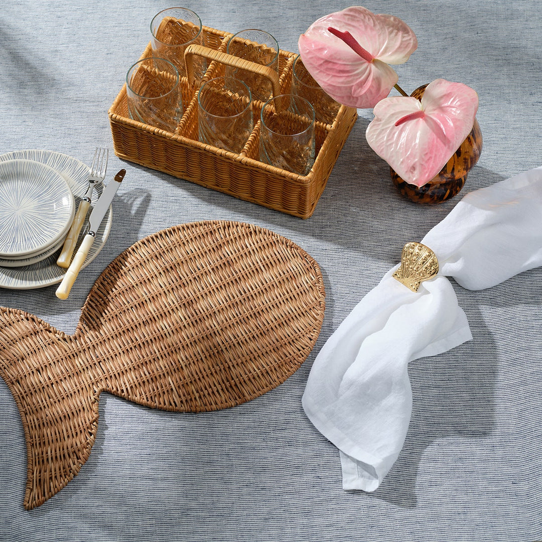 Lana Polished Gold Clam Shell Napkin Ring Brass Boxed Pack/4