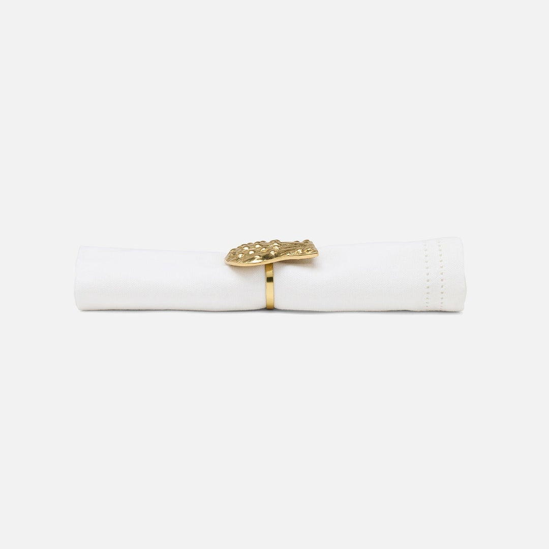 Lana Polished Gold Clam Shell Napkin Ring Brass Boxed Pack/4