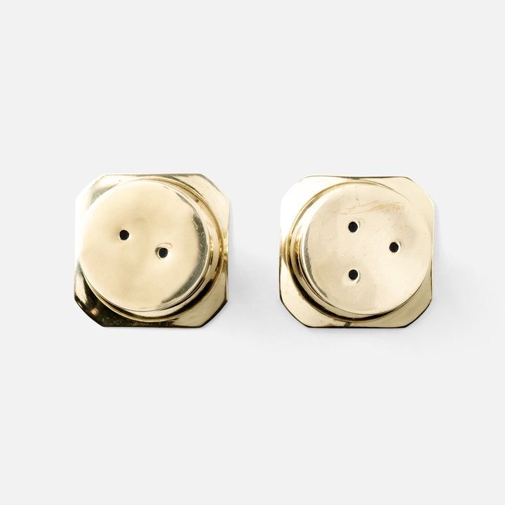 Lazarus Polished Gold 1 Set Of Column Salt And Pepper Shakers Brass Boxed