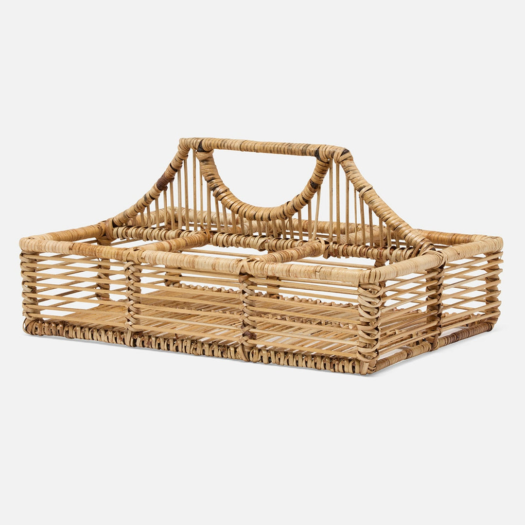 Lombard Natural Glassware Caddy Bamboo/Rattan/Iron