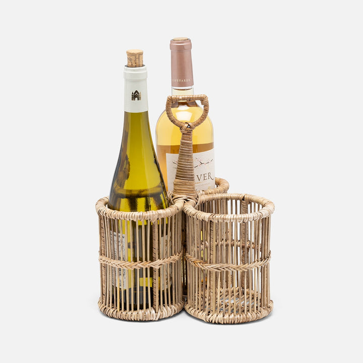 Lombard Natural Wine Caddy Bamboo/Rattan/Iron