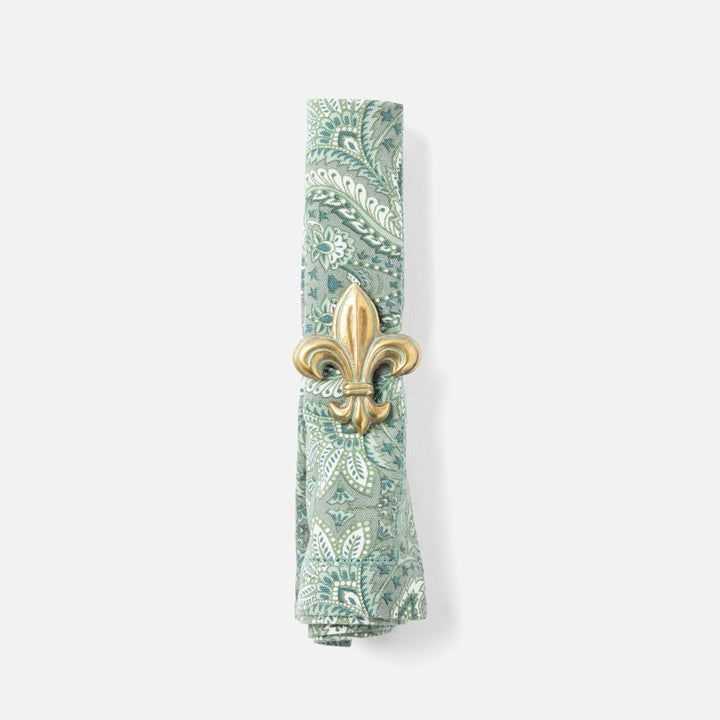 Louie Antique Gold/Patina Fleur De Lit Napkin Ring Brass Pack/4 Boxed