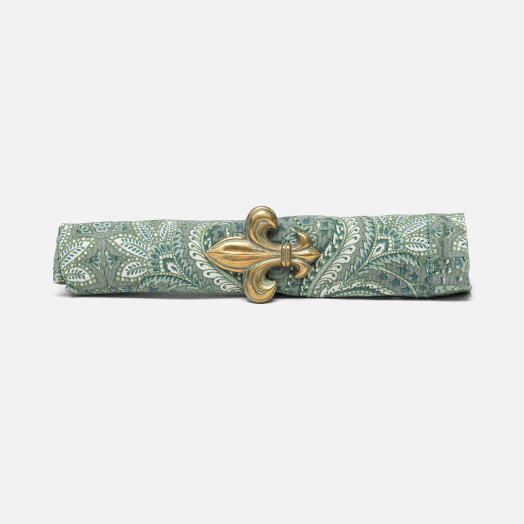 Louie Antique Gold/Patina Fleur De Lit Napkin Ring Brass Pack/4 Boxed