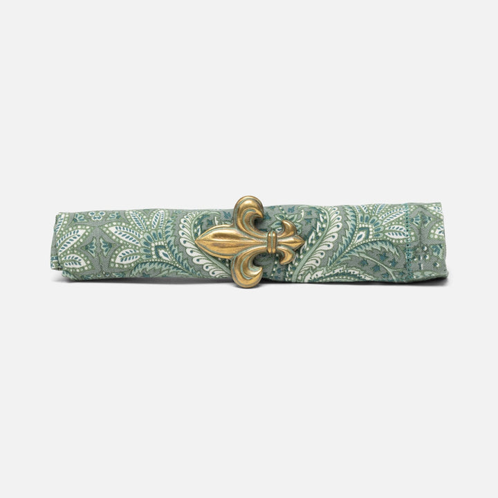 Louie Antique Gold/Patina Fleur De Lit Napkin Ring Brass Pack/4 Boxed