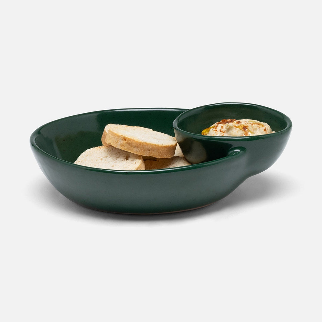 Marcus Dark Green Salt Glaze Olive Bowl Oval Stoneware Pack/2