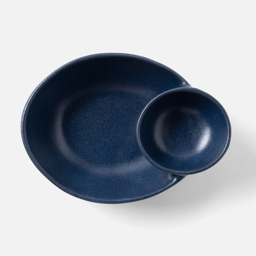 Marcus Matte Navy Olive Bowl Oval Stoneware Pack/2