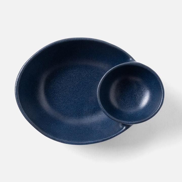 Marcus Matte Navy Olive Bowl Oval Stoneware Pack/2