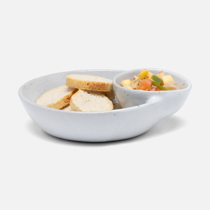 Marcus White Salt Glaze Olive Bowl Oval Stoneware Pack/2