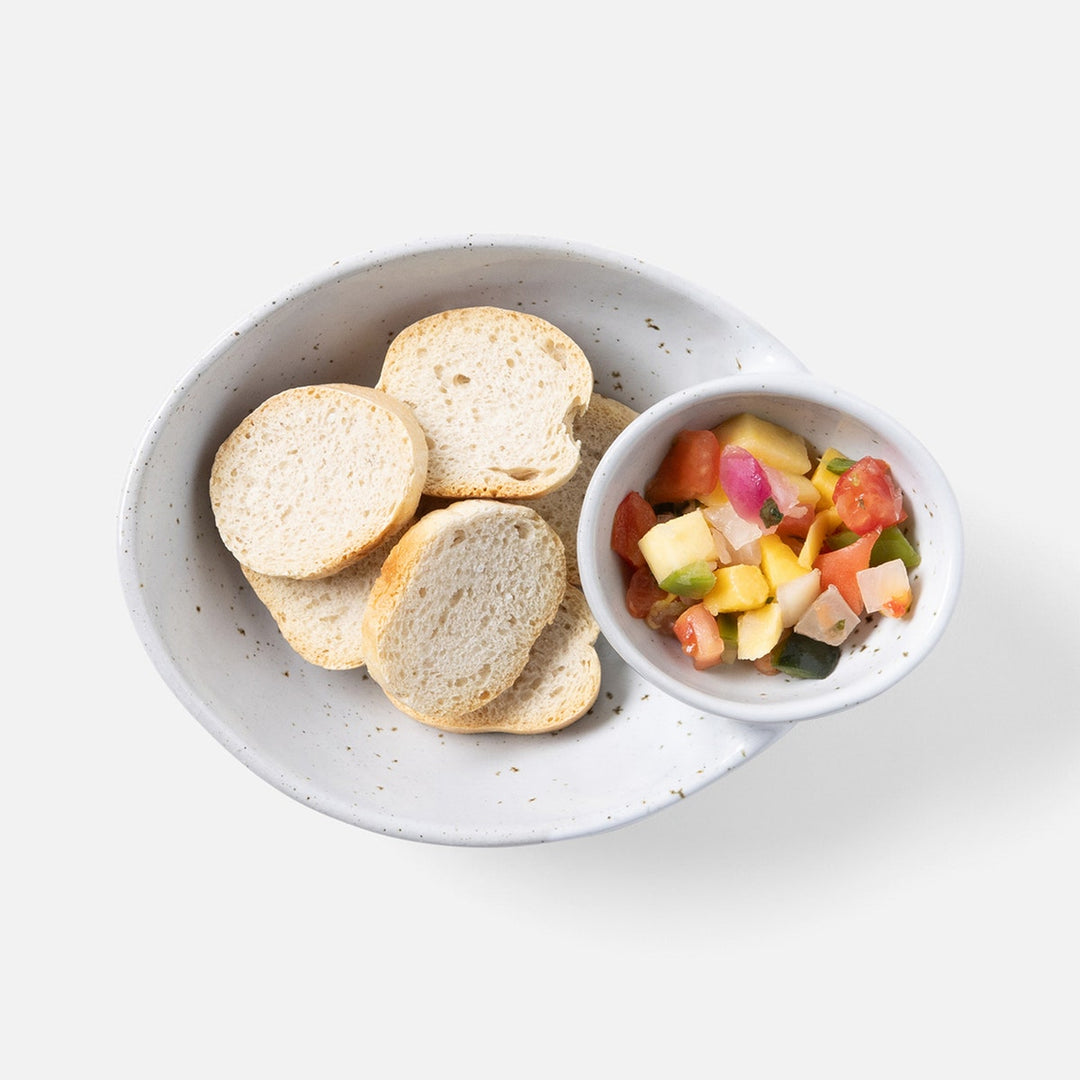 Marcus White Salt Glaze Olive Bowl Oval Stoneware Pack/2