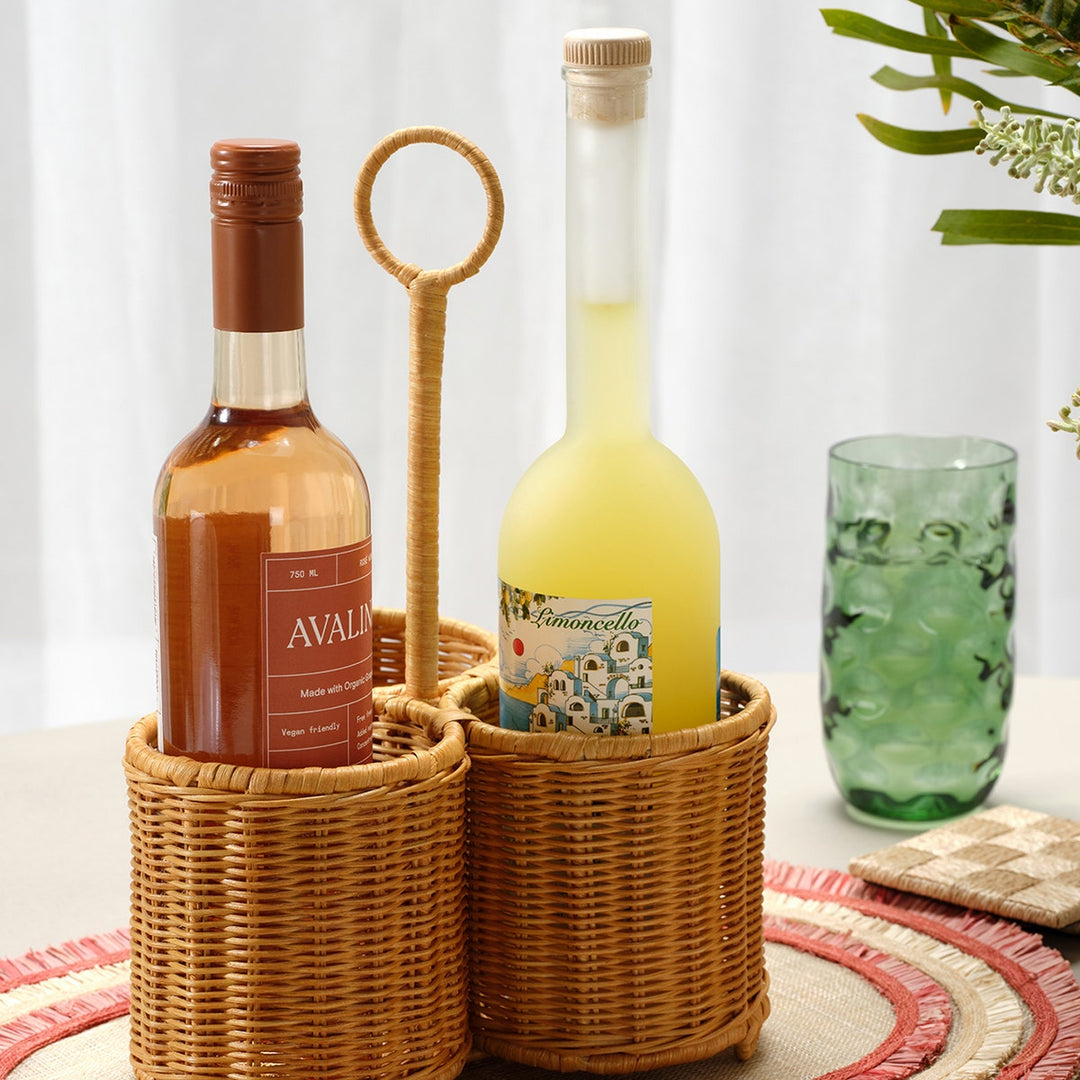 Micaela Light Honey Wine Caddy Rattan