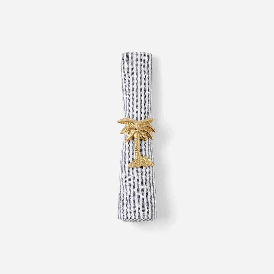 Namari Polished Gold Palm Tree Napkin Ring Brass Boxed Pack/4