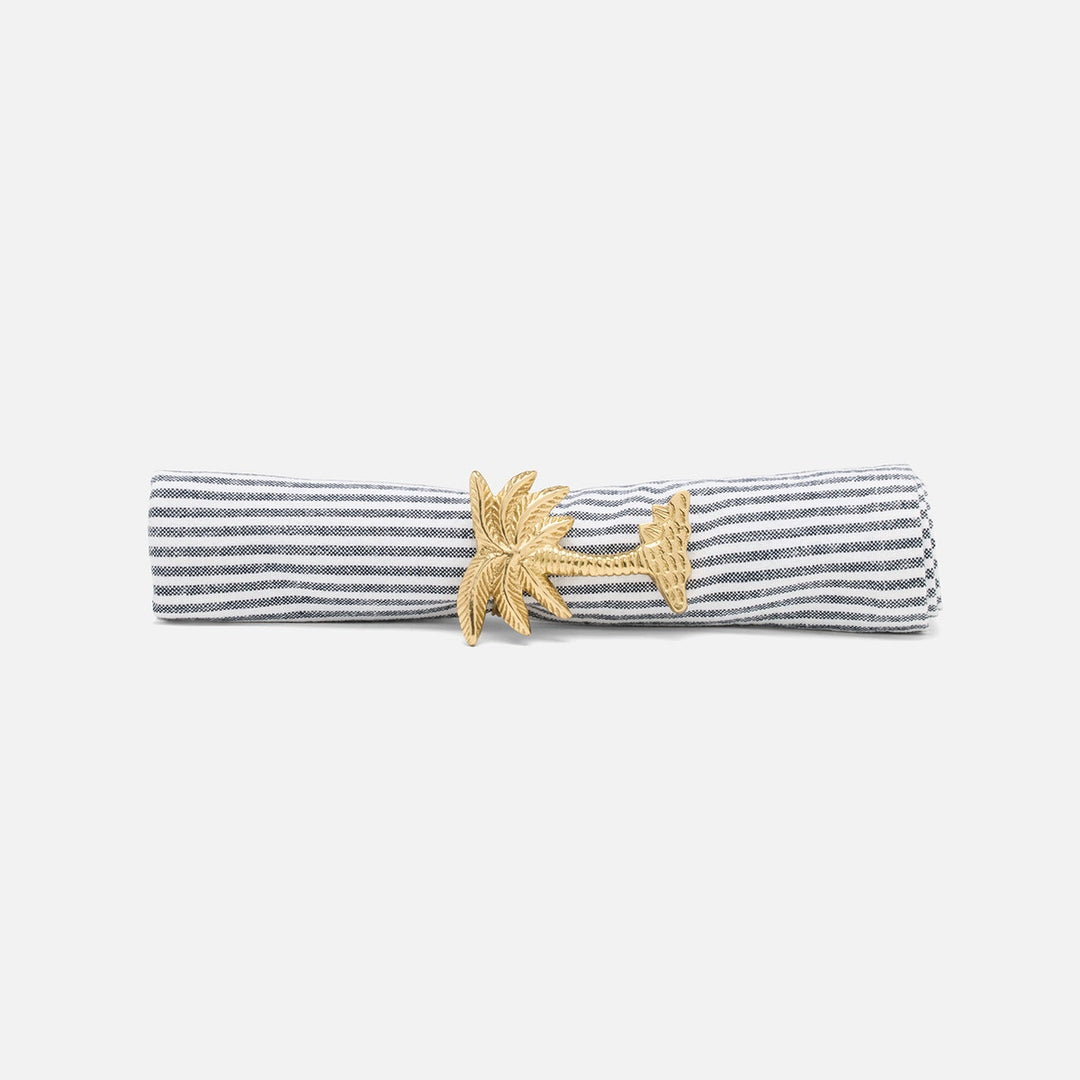 Namari Polished Gold Palm Tree Napkin Ring Brass Boxed Pack/4