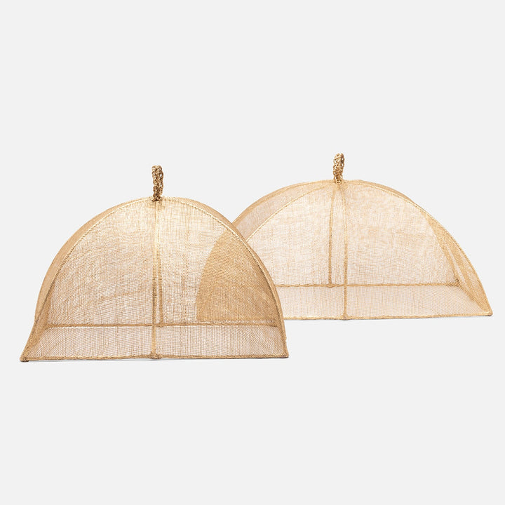 Rachel Gold Food Cover Rectangular Sinamay Set/2