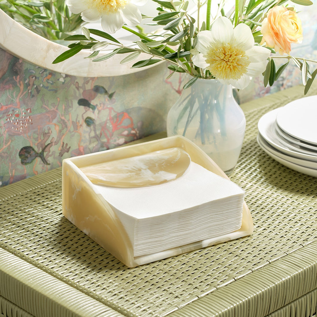 Sandro Ivory Swirled Luncheon Napkin Holder Resin