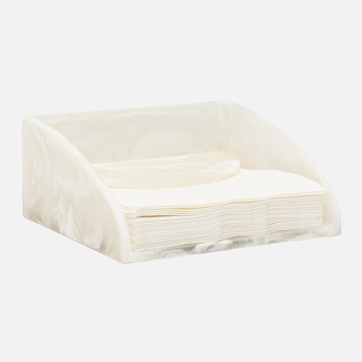 Sandro White Swirled Luncheon Napkin Holder Resin