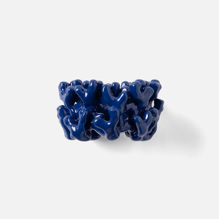 Sasha Navy Coated Coral Napkin Ring Brass Boxed Set Of 4