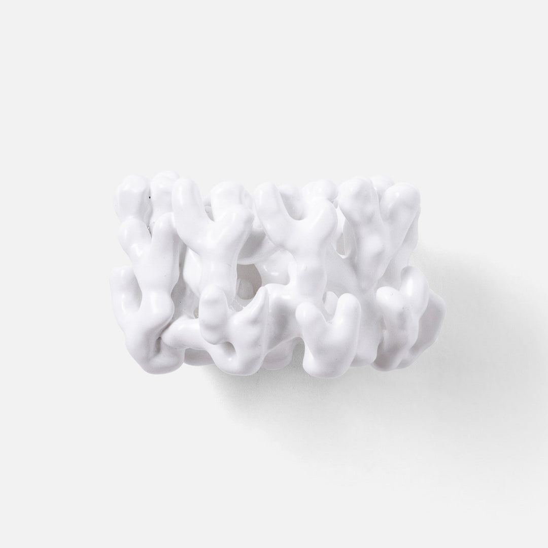 Sasha White Coated Coral Napkin Ring Brass Boxed Set Of 4