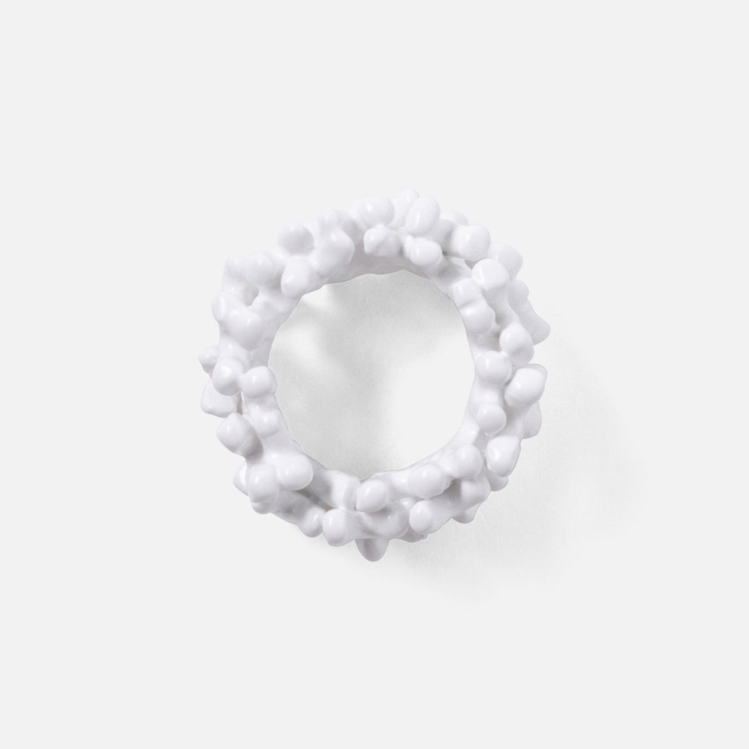 Sasha White Coated Coral Napkin Ring Brass Boxed Set Of 4