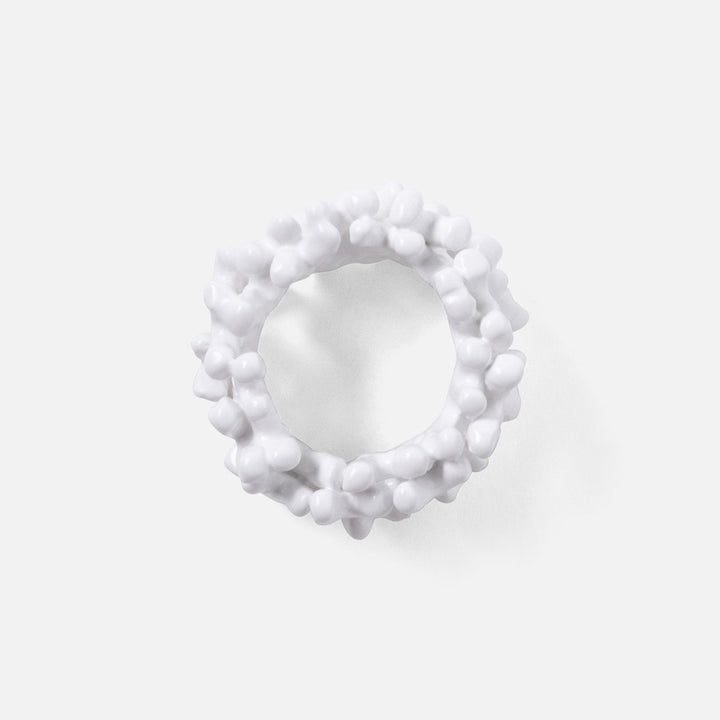 Sasha White Coated Coral Napkin Ring Brass Boxed Set Of 4