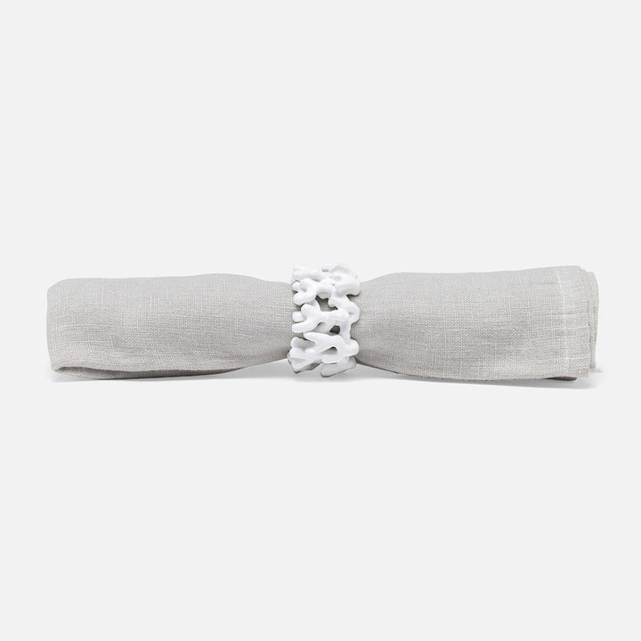 Sasha White Coated Coral Napkin Ring Brass Boxed Set Of 4