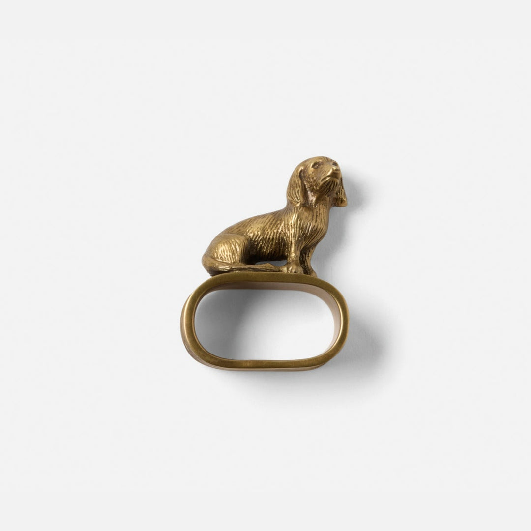Skipper Antique Gold Dachshund Napkin Ring Brass Boxed Pack/4